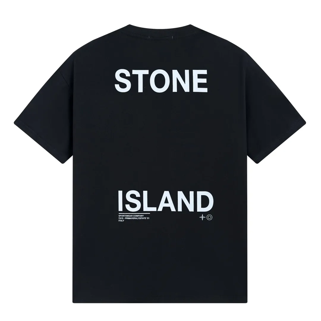 W651#P110💰 [Stone lsland/Stone Island summer new rust compass front and back printed pattern short-sleeved T-shirt] ⚠️[Original creation, high control of details] - Made of 260 grams of combed cotton, 32 count double yarn, soft and comfortable to the touch, sweat-absorbent and breathable. - Simple, basic and versatile style, original quality, the first choice for couples. - Made in a large factory, four needles and five threads on the shoulder, neat alignment, high quality workmanship. - Same style for men and women. Very versatile, one piece for everyone, details are clearly visible. Color: Black White Size: M L